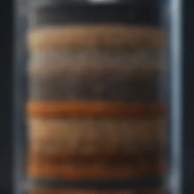 Cross-section of a water filter showing layers of filtration