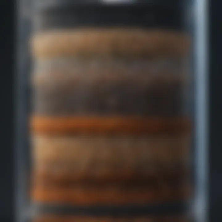 Cross-section of a water filter showing layers of filtration