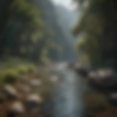 Crystal-clear river winding through Colombian mountains