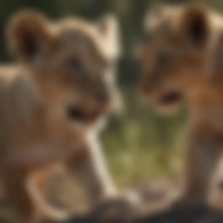 Lion Cubs Playfully Learning Hunting Skills