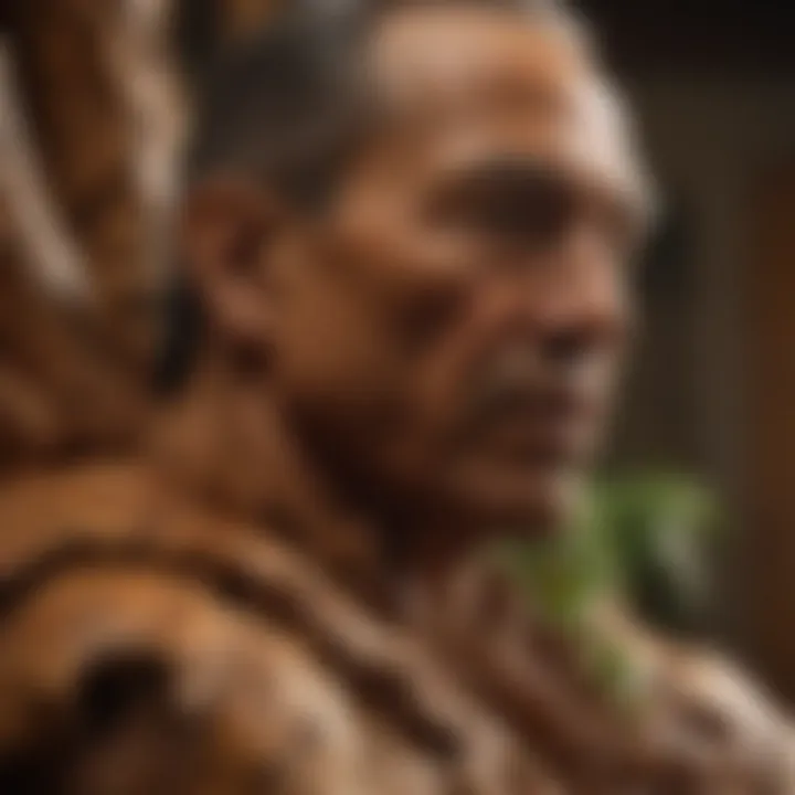 Craftsman creating intricate Hawaiian wood carvings
