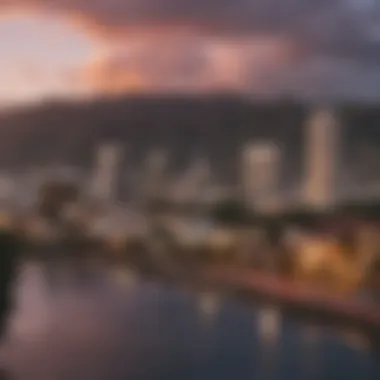 Skyline of Honolulu showcasing modern architecture and historical sites