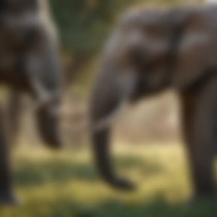 Elephant Feeding on Grass