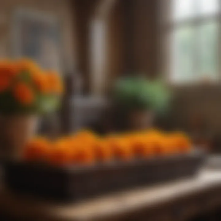 Marigold flowers decorating an ancestral altar