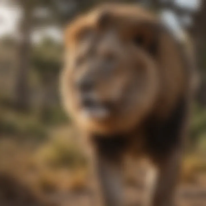 Detailed view of lion's unique physical adaptations for survival