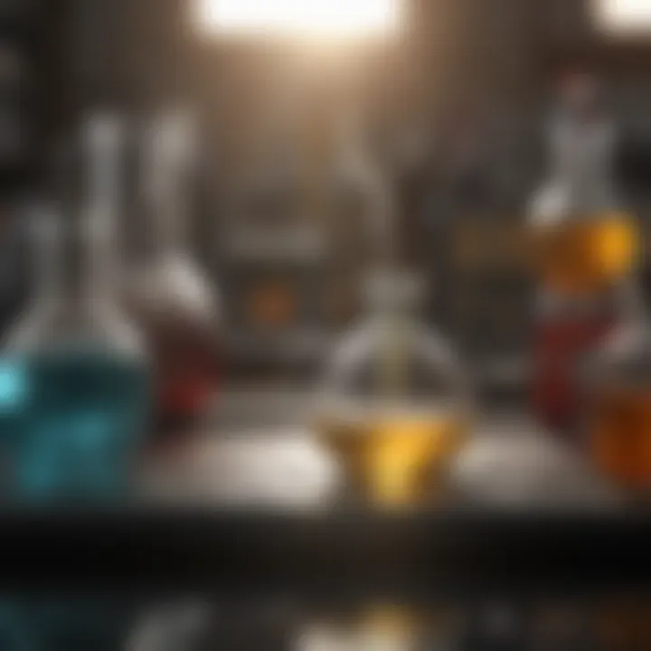 Artistic depiction of chemical reactions in a lab