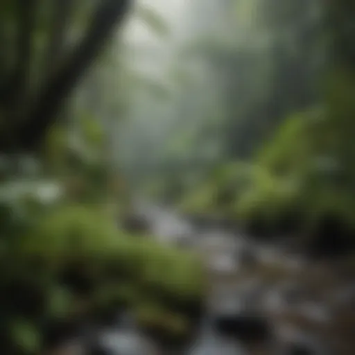 A scenic view of El Yunque Rainforest showcasing lush greenery and mountain peaks