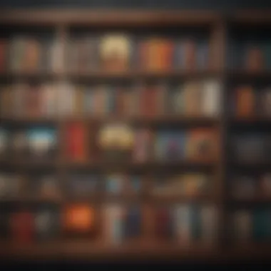 Illustration of a digital device displaying a variety of non-fiction book covers