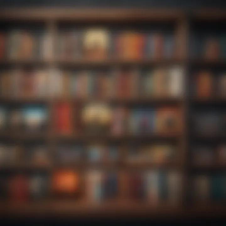 Illustration of a digital device displaying a variety of non-fiction book covers