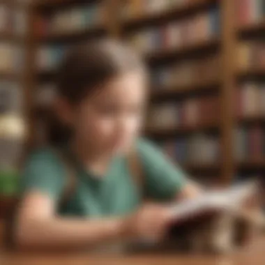 Exploring the Digital Library of Nature Ebooks Illustration depicting a 3rd grader exploring a digital library of nature-focused ebooks