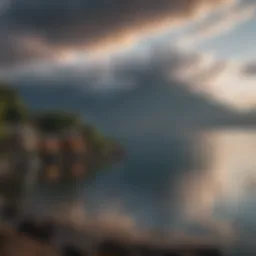 A stunning view of Lake Atitlán surrounded by volcanic mountains