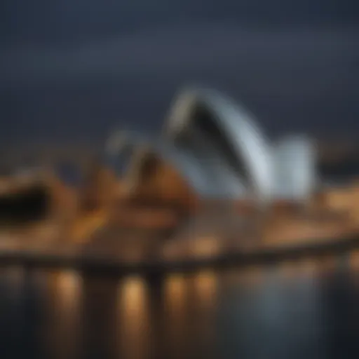 The Sydney Opera House illuminated at night showcasing its unique architecture