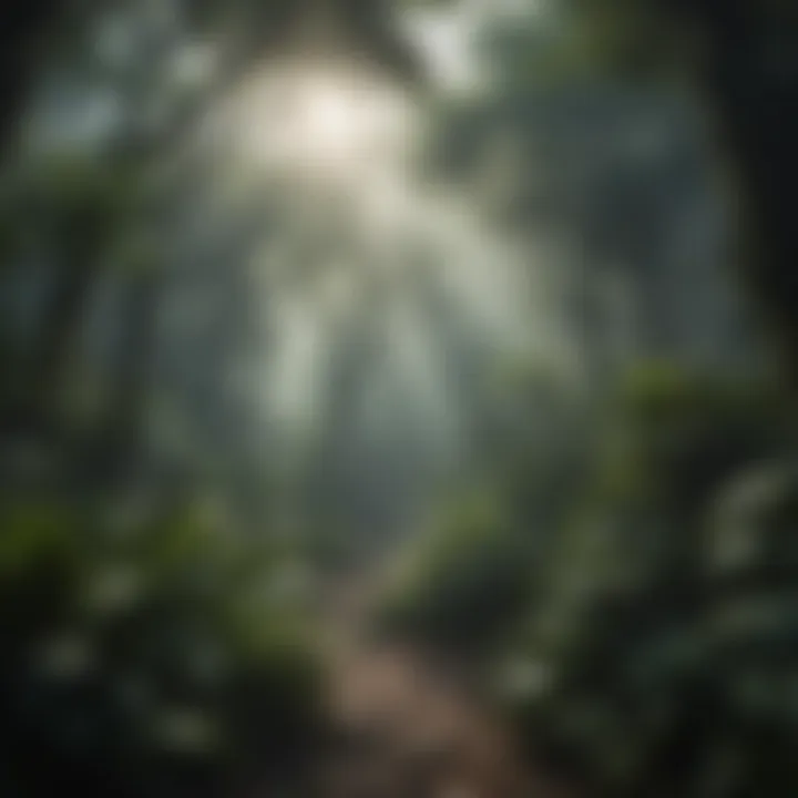 A lush rainforest canopy teeming with various animal species