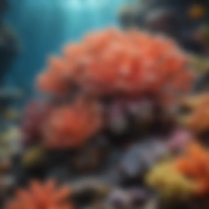 Colorful coral reef teeming with marine life