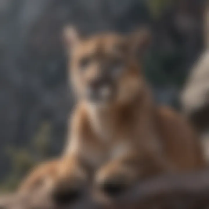 A majestic mountain lion perched on a rocky ledge