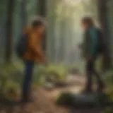 Children exploring nature during a discovery game