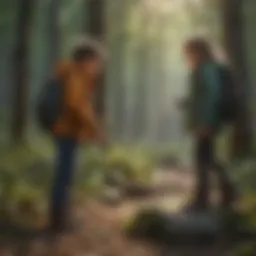 Children exploring nature during a discovery game