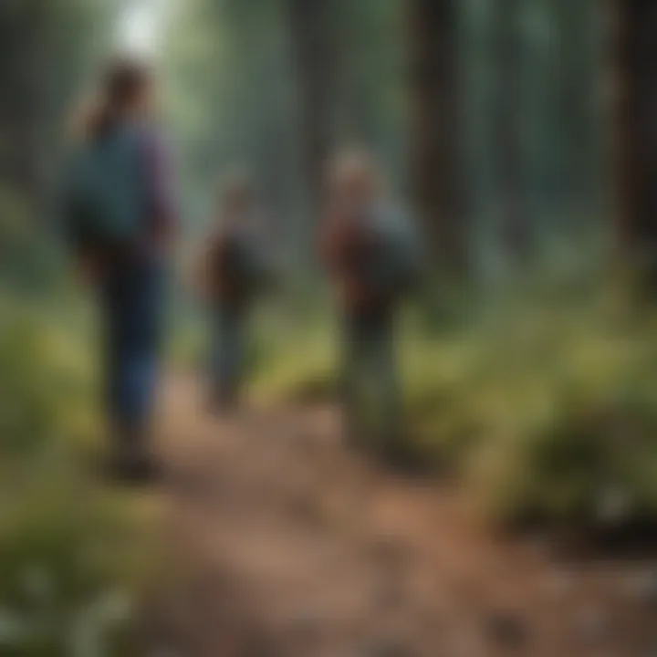 Group of kids participating in a nature scavenger hunt