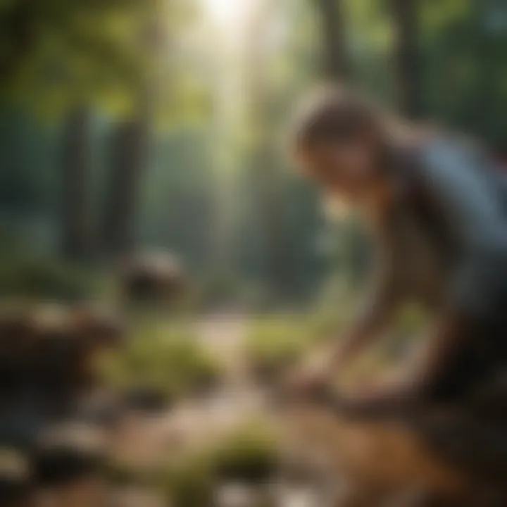 Teachers guiding children in an outdoor learning environment