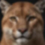 Close-up of cougar features showcasing its unique facial structure