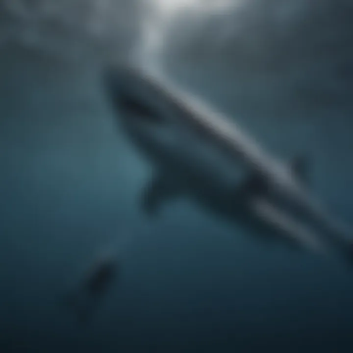 A group of divers swimming alongside a massive whale shark