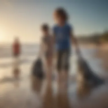 Group of diverse children cleaning up a polluted beach