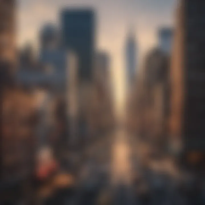 Diverse urban skyline of New York City showcasing individuality and freedom