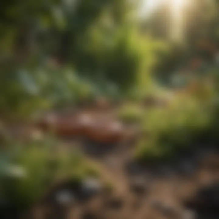 Illustration of diverse worm habitats in a garden setting