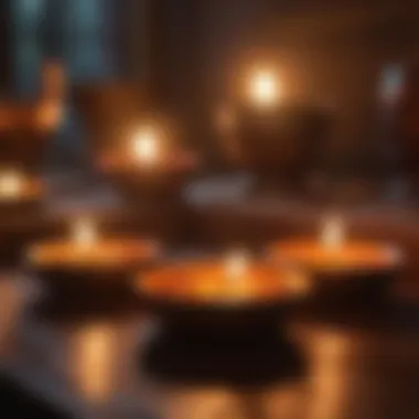 Glowing Diyas Illuminate Lit Diya Lamps