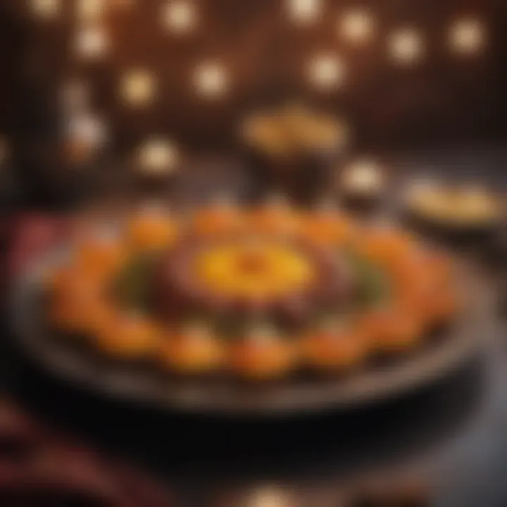 Diwali sweets and treats spread on a decorative platter