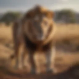 A majestic lion surveying its territory in the savanna