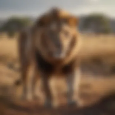 Lion in Its Natural Habitat A majestic lion surveying its territory in the savanna