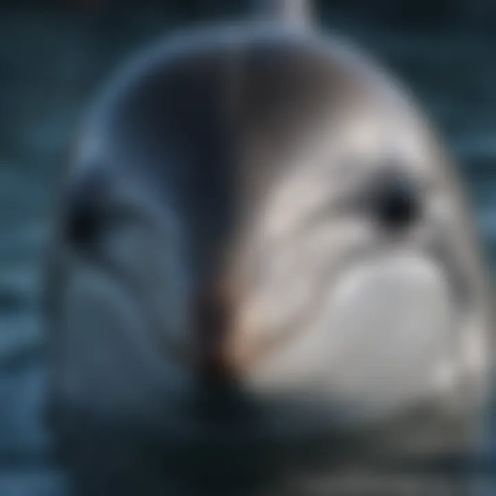 Close-up of a dolphin's face showcasing its intelligent expression