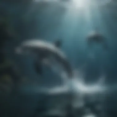 Dolphins Navigating Their Marine World A group of dolphins navigating through complex underwater environments
