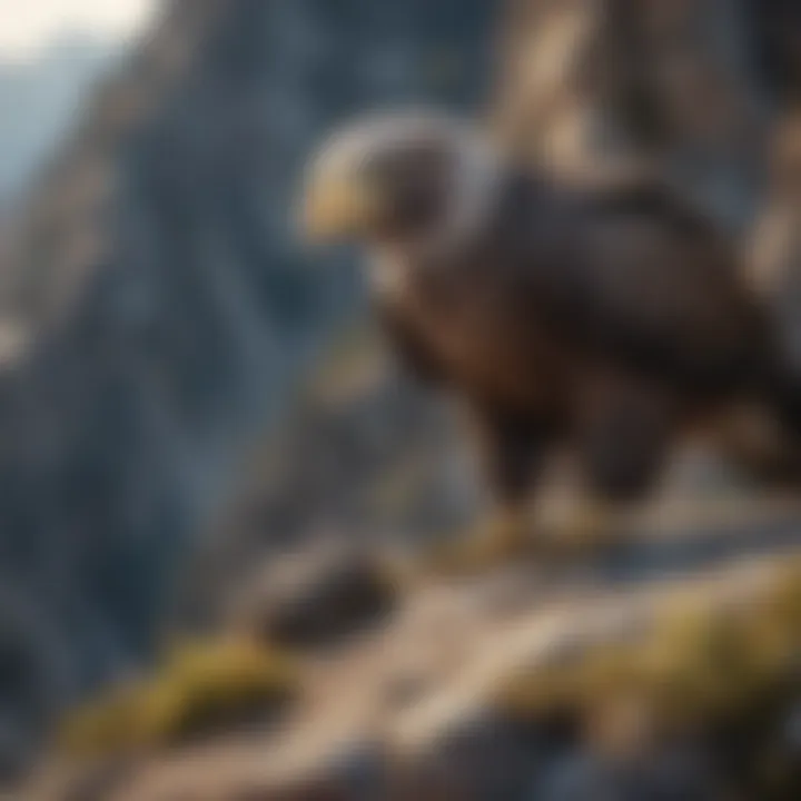 Eagles nesting on a rugged mountain peak