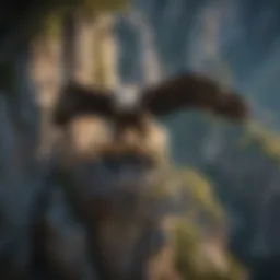 Aerial view of eagle's nest on a towering cliff