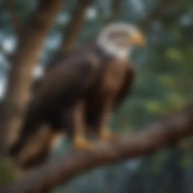 Close-up of an eagle's sharp talons gripping a tree branch