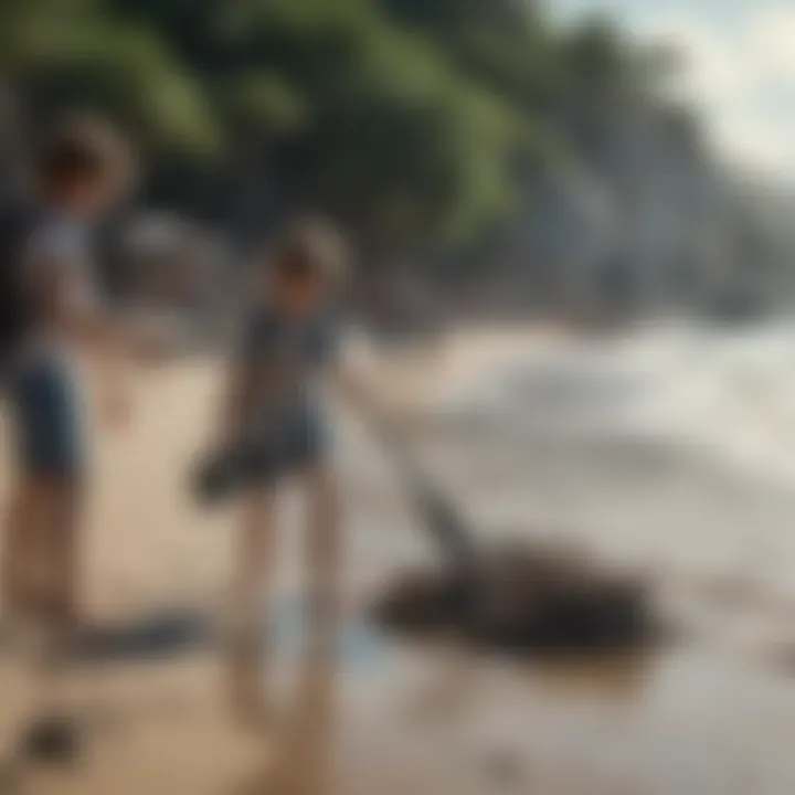 Group of kids cleaning up a beach