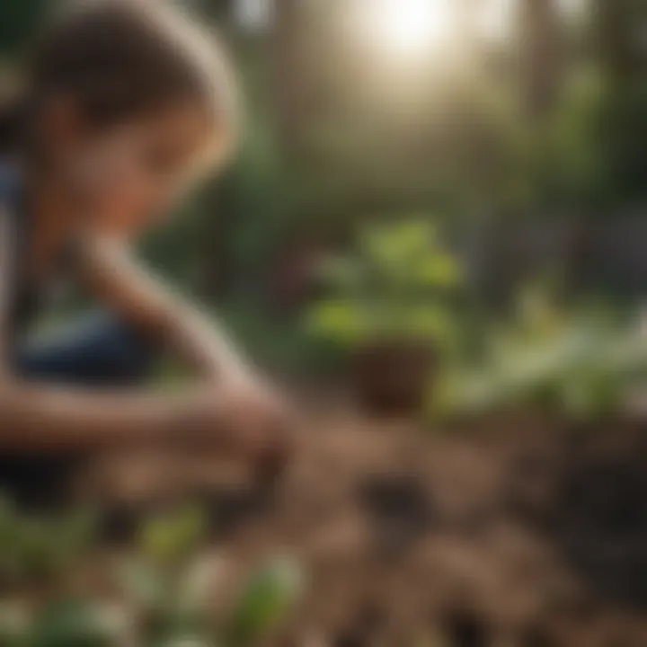 Children planting seeds in a garden