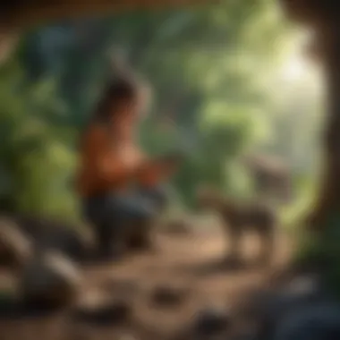 Illustration of kids learning about wildlife conservation in a vibrant zoo setting