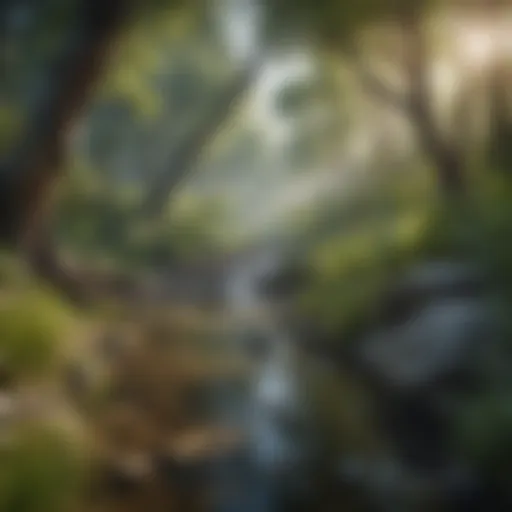A serene landscape showcasing diverse ecosystems thriving harmoniously
