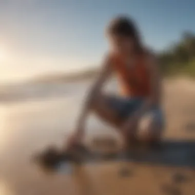 Coastal Guardians: Preserving Oceanic Beauty Teenagers cleaning up beach on Earth Day