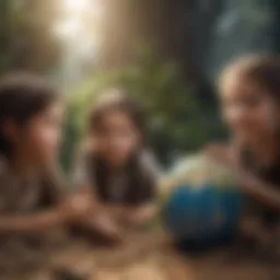 Children engaging with the Earth Quiz Game, showcasing their enthusiasm for learning about the planet.