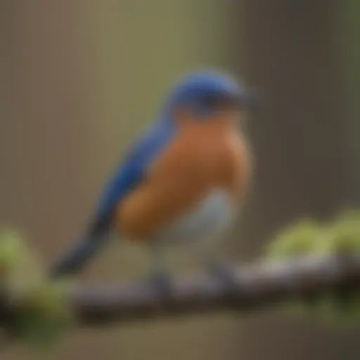 Eastern bluebird perched on a branch, surveying its surroundings