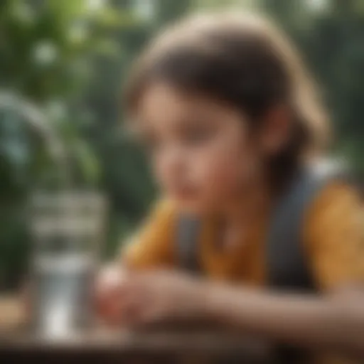 Illustration of a child using a simple filtration system