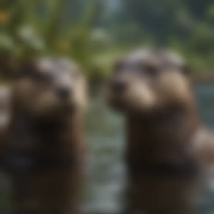A harmonious ecosystem showcasing the interdependence of freshwater otters