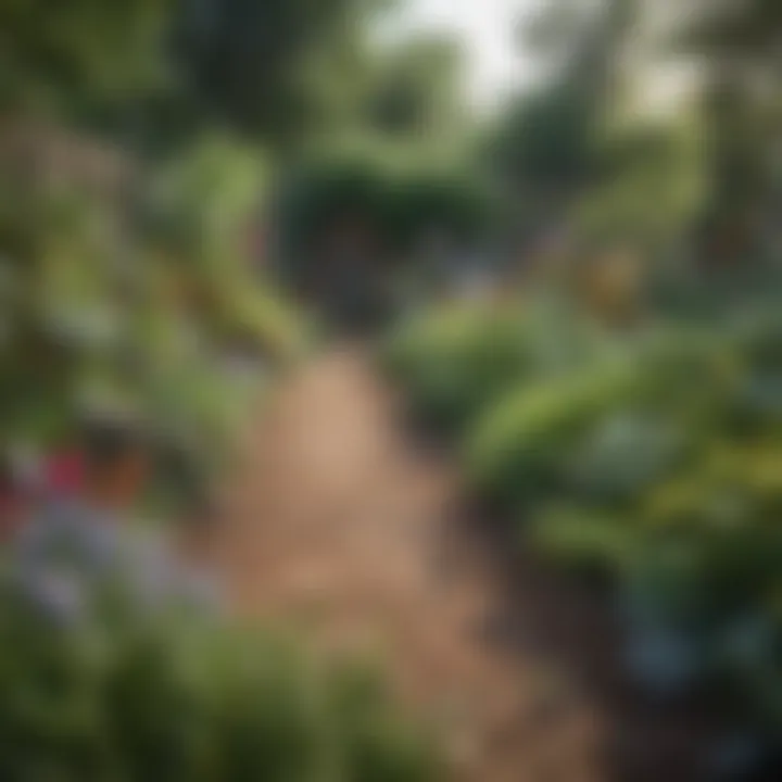 A community garden thriving with a variety of plants, symbolizing local sustainability efforts.