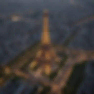 Aerial view of the Eiffel Tower surrounded by the bustling city of Paris