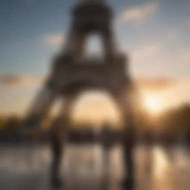 Eiffel Tower with diverse visitors admiring the view