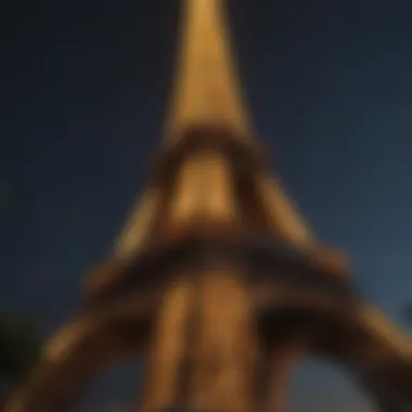 Eiffel Tower illuminated against the night sky